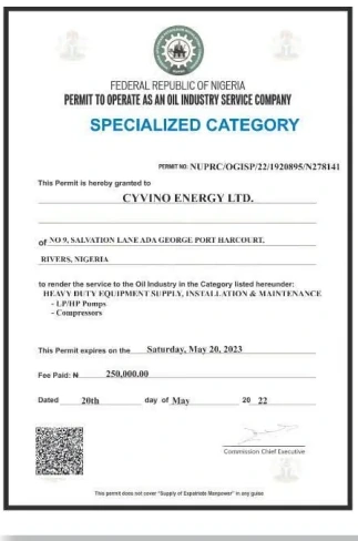 NUPRC Specialized Category